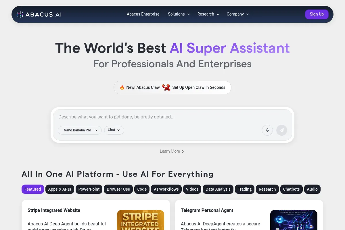Abacus.ai website preview