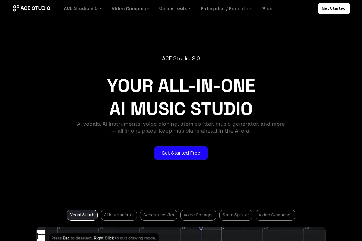 ACE Studio website preview