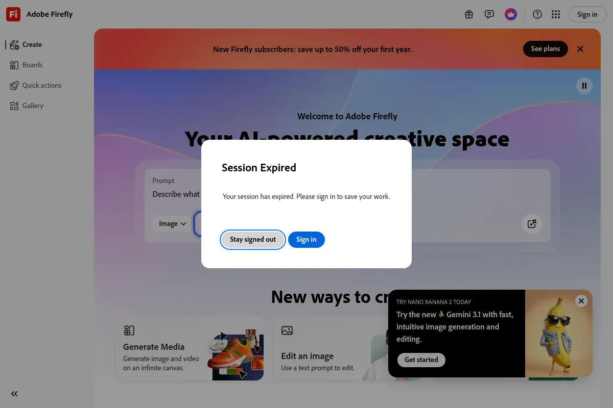 Adobe Firefly website preview