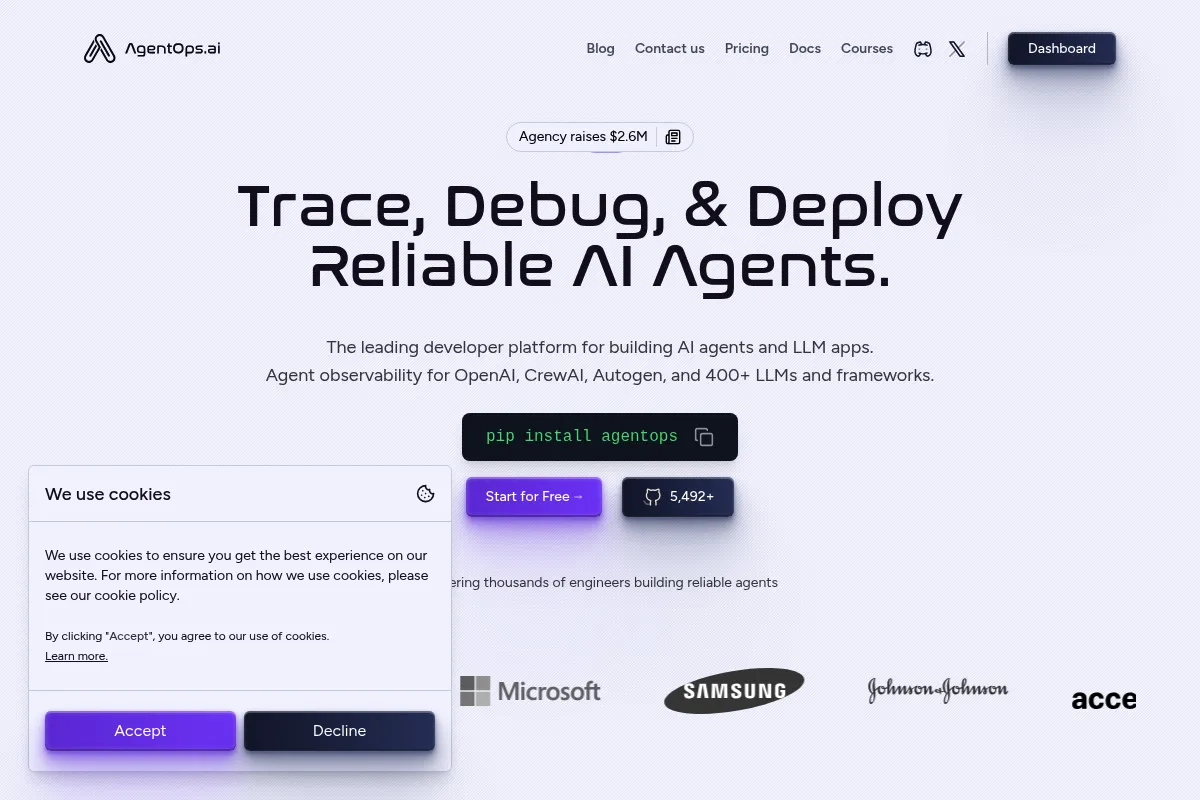 AgentOps website preview