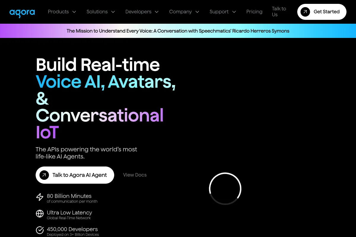 Agora.io website preview