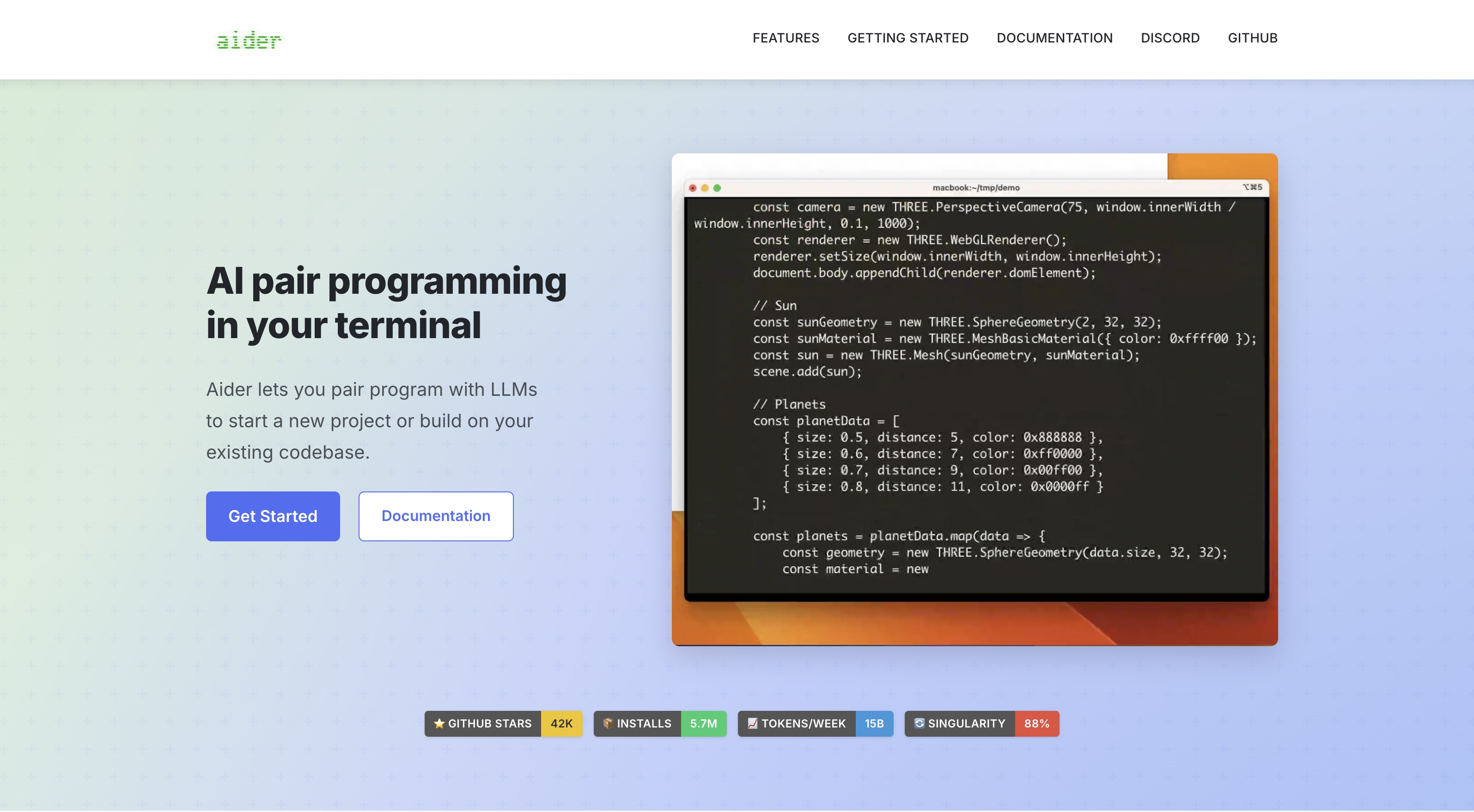 Aider website preview