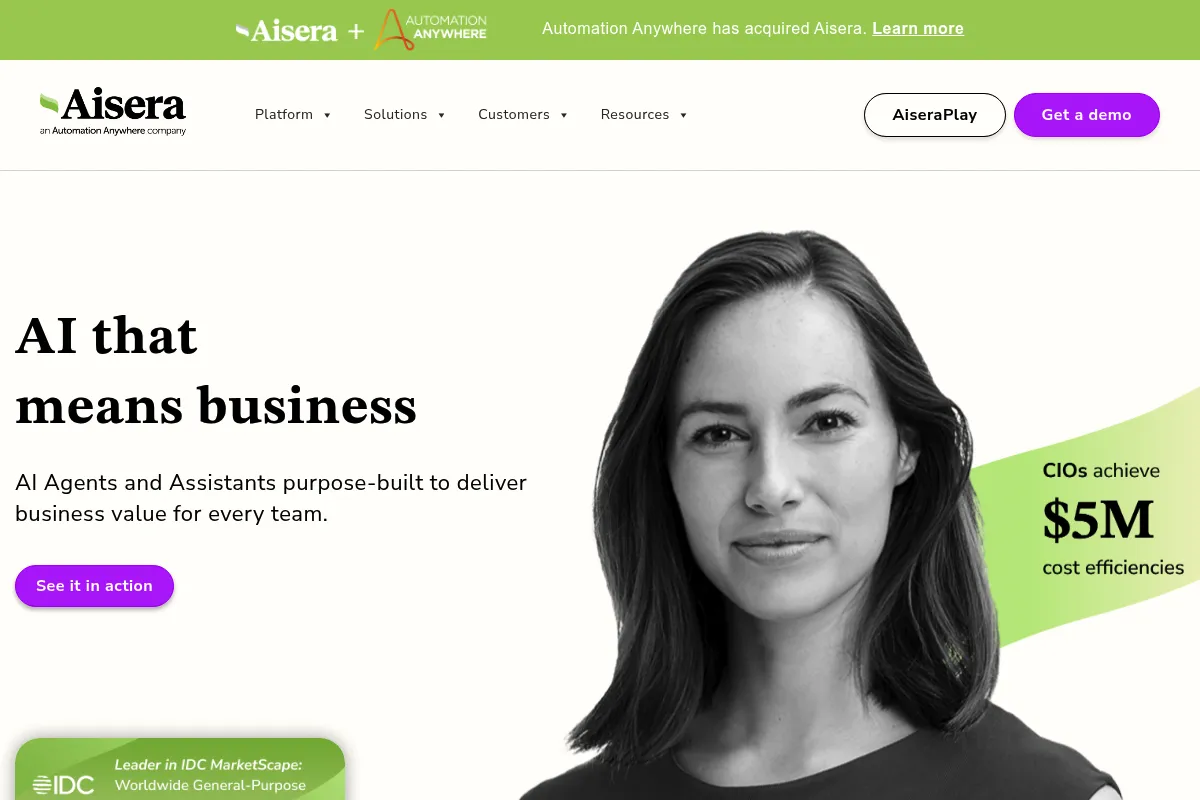 Aisera website preview