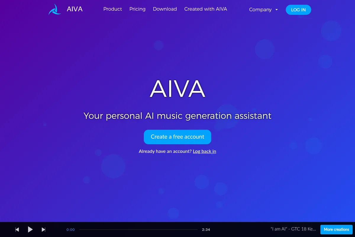 AIVA website preview
