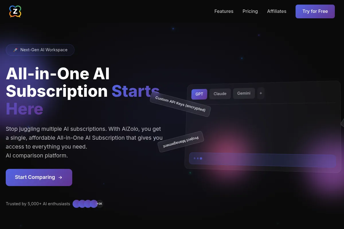 AiZolo website preview