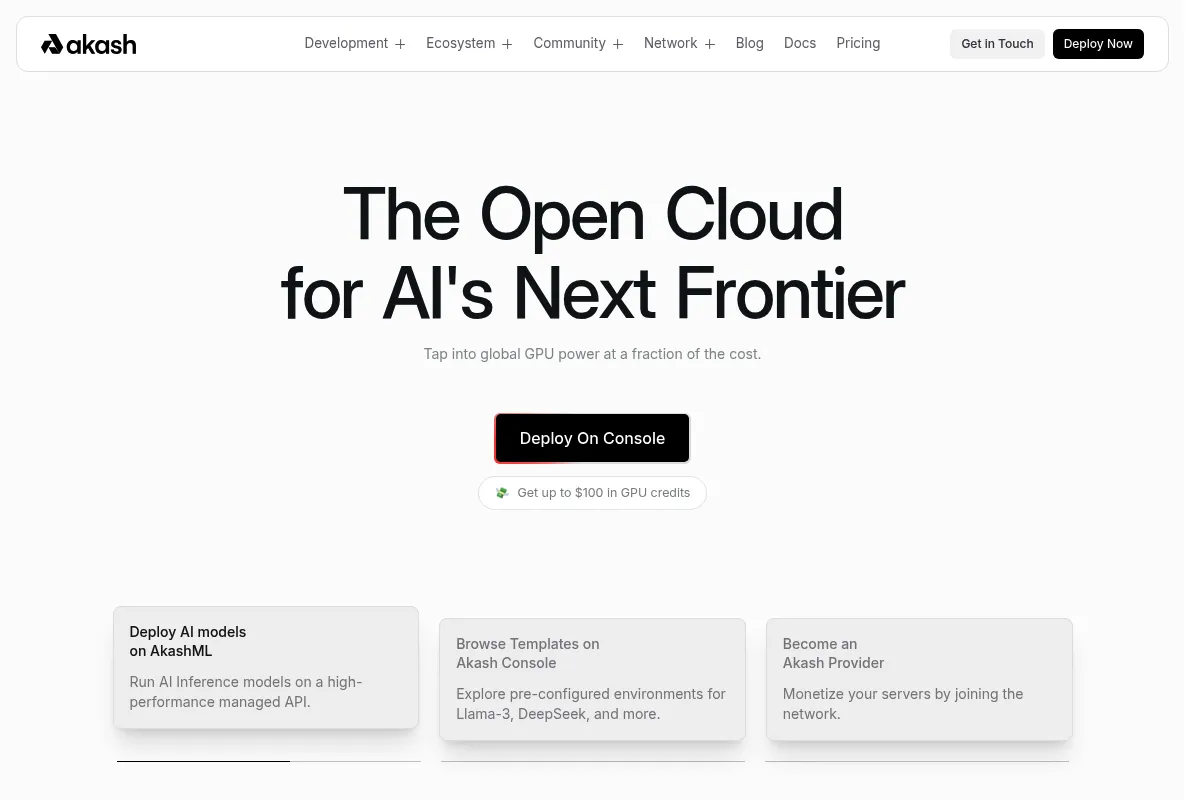 Akash Network website preview