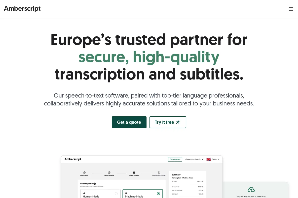 Amberscript website preview