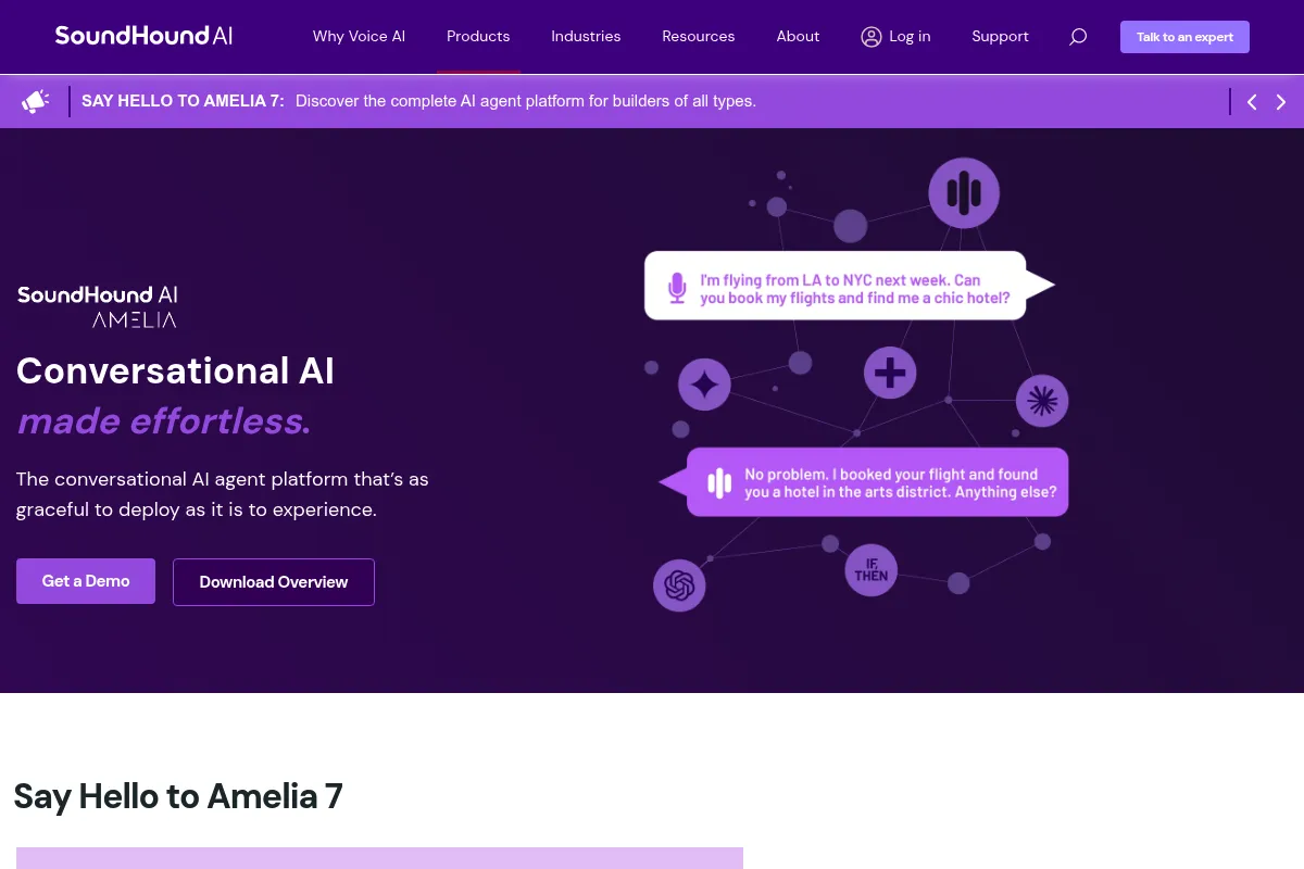 Amelia Platform website preview