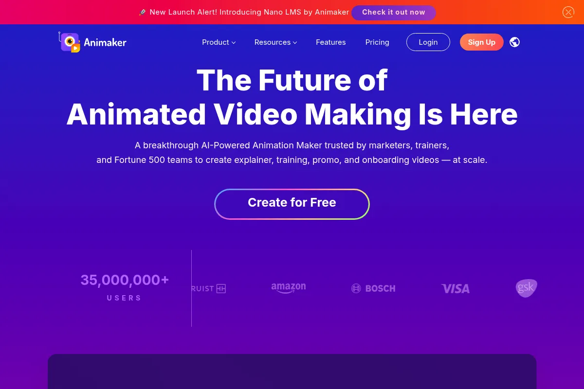 Animaker website preview