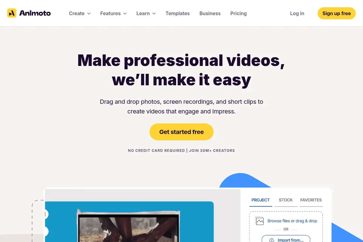 Animoto website preview
