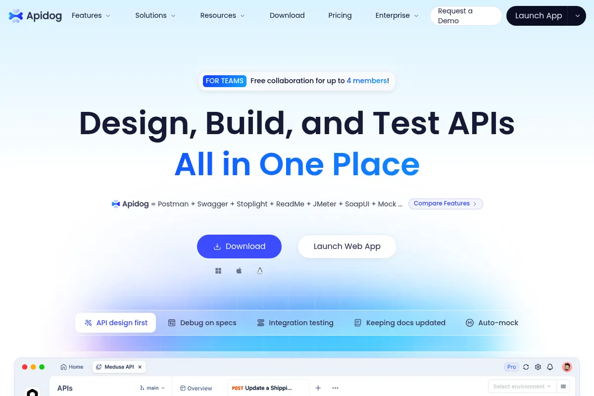 Apidog website preview