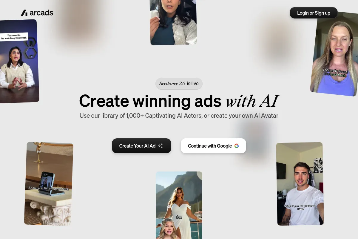 Arcads AI website preview