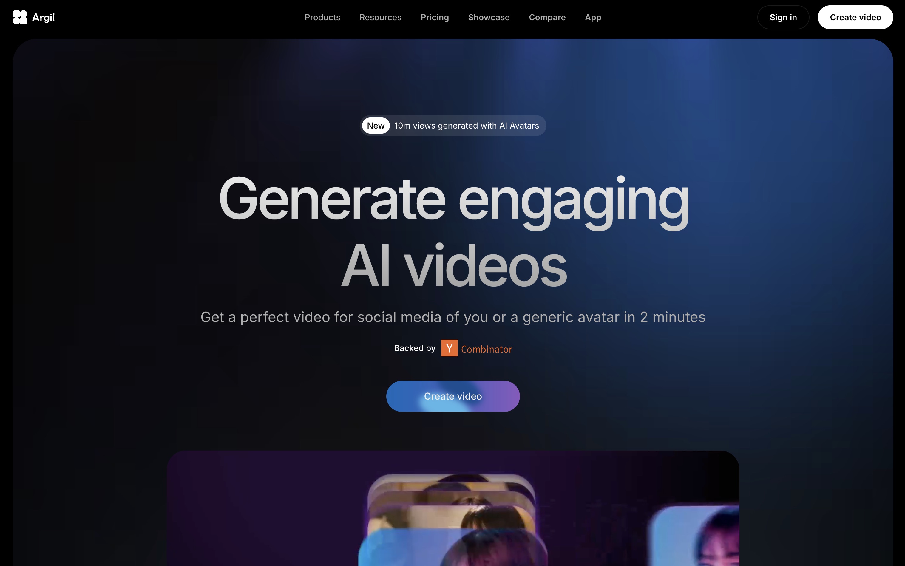 Argil AI website preview