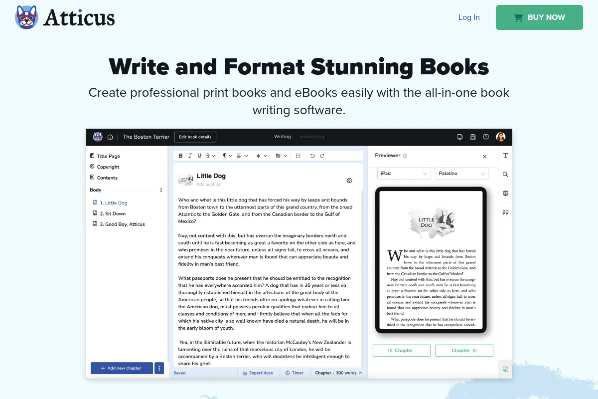 Atticus website preview