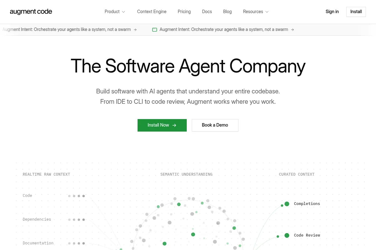 Augment Code website preview