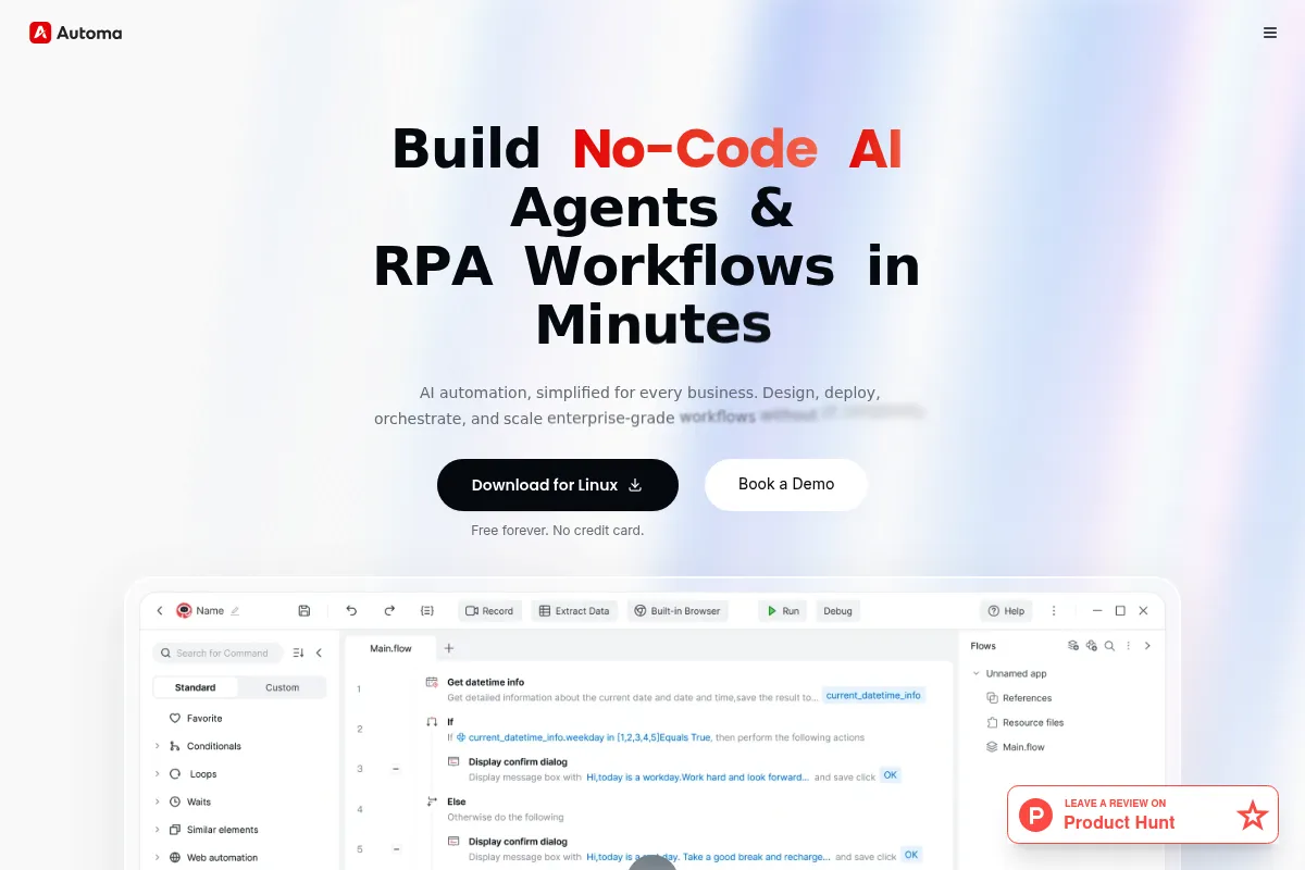 Automa website preview