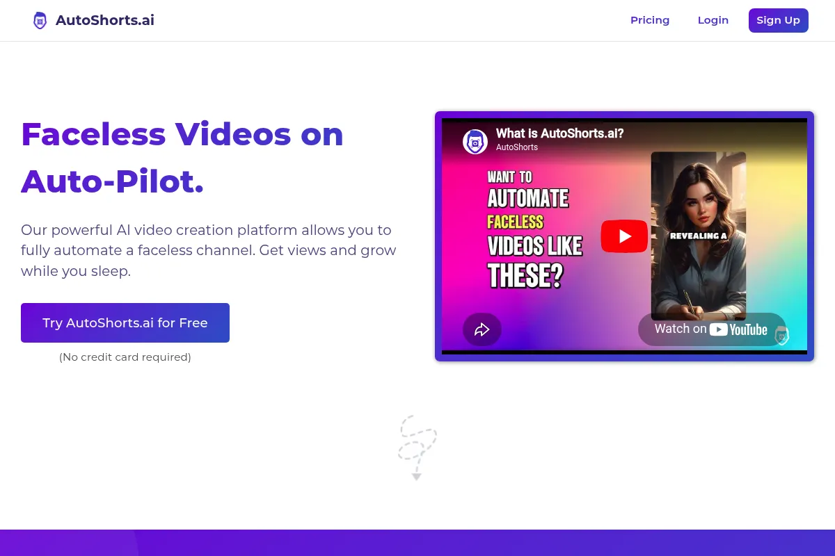 AutoShorts.ai website preview