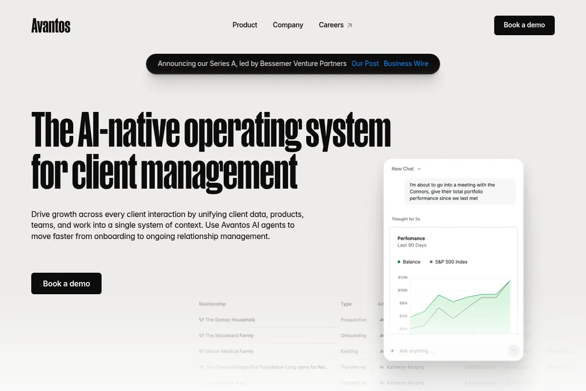 Avantos website preview