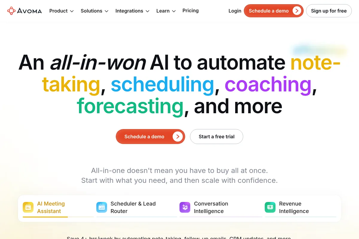 Avoma website preview
