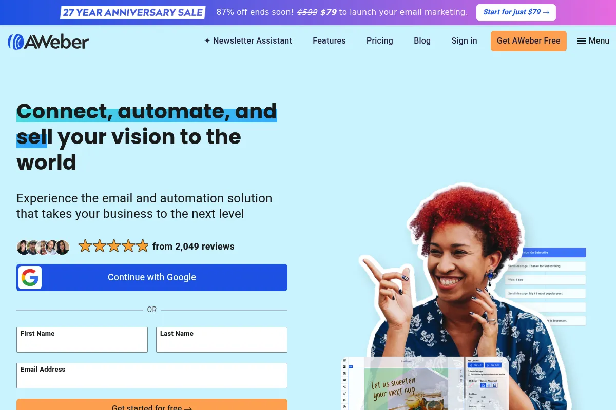 AWeber website preview