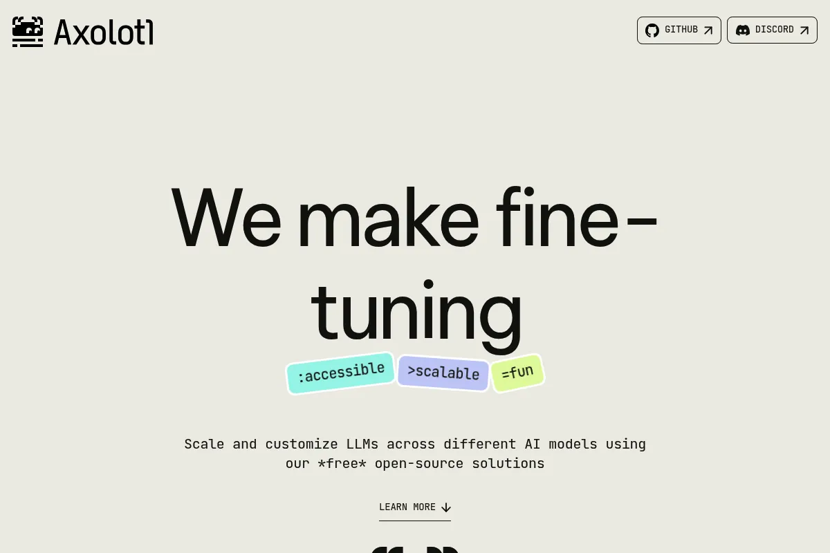 Axolotl website preview