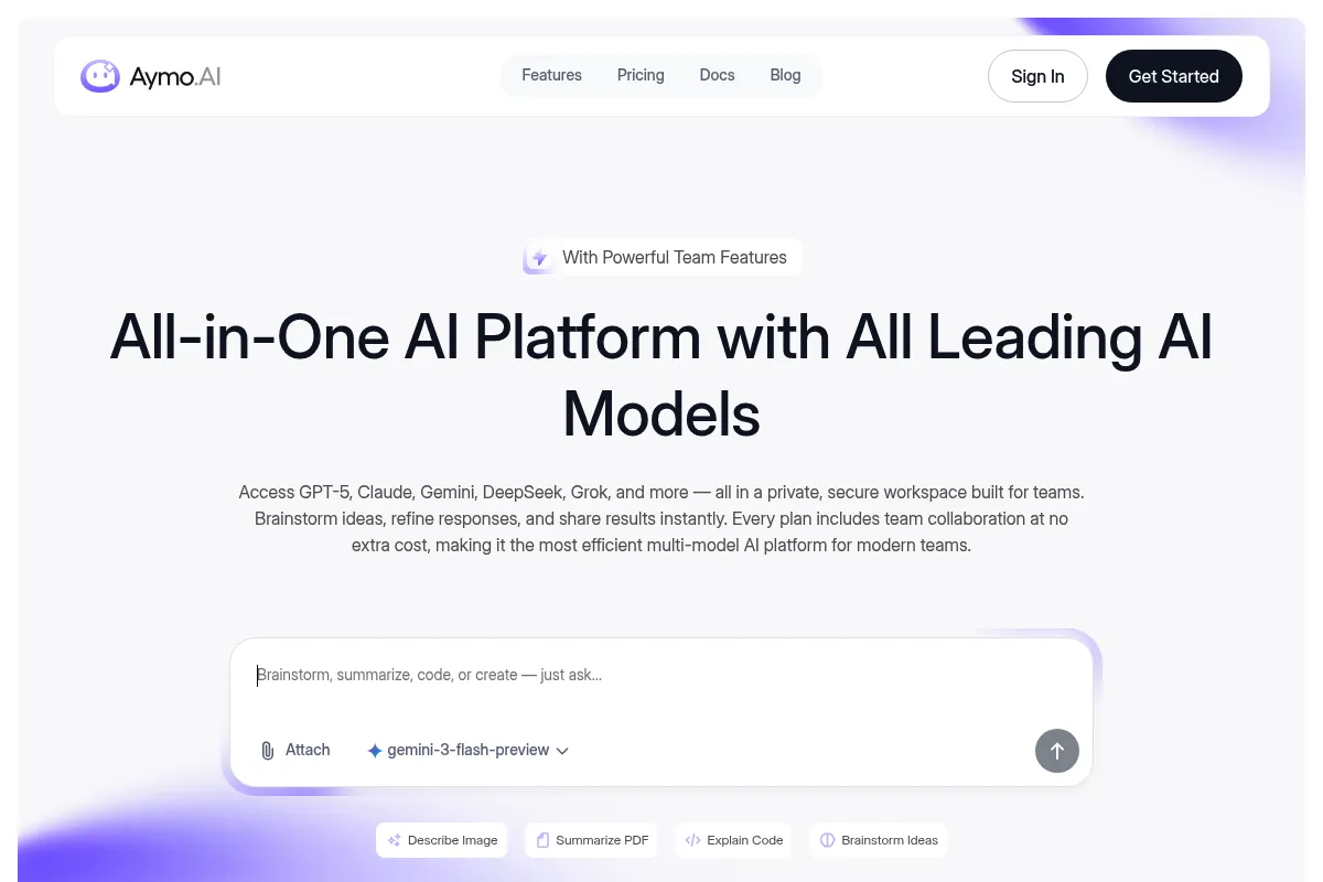 Aymo AI website preview