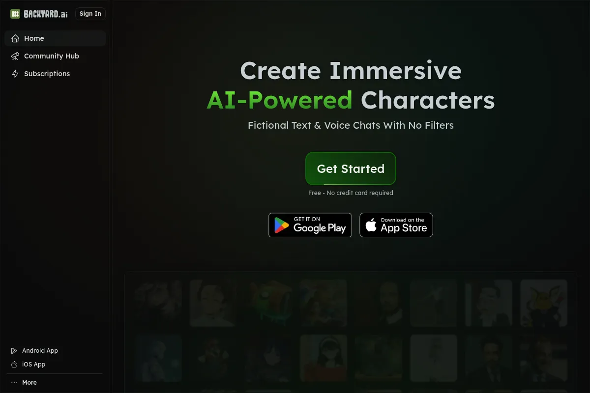 Backyard AI website preview