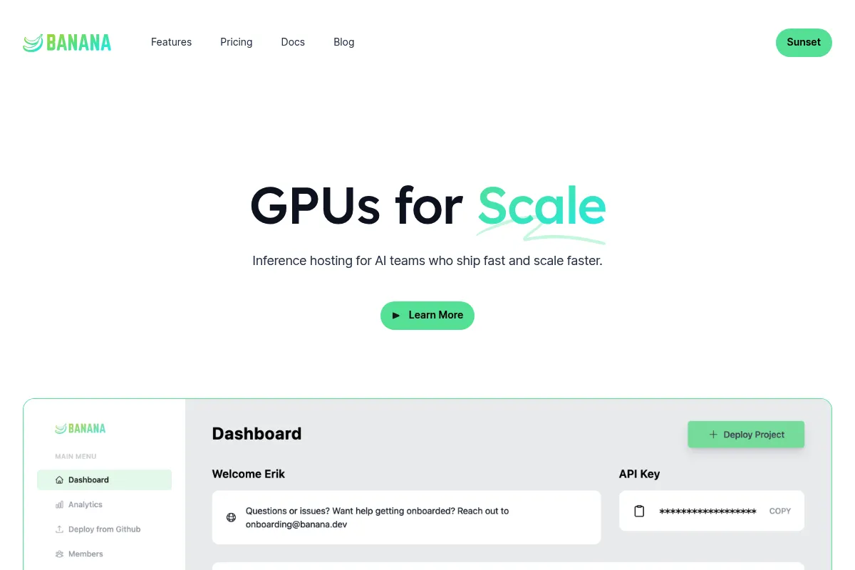 Banana website preview