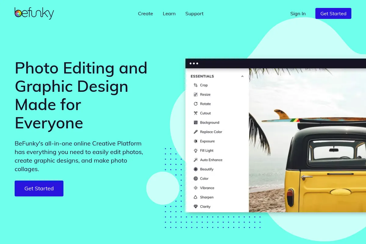 BeFunky website preview