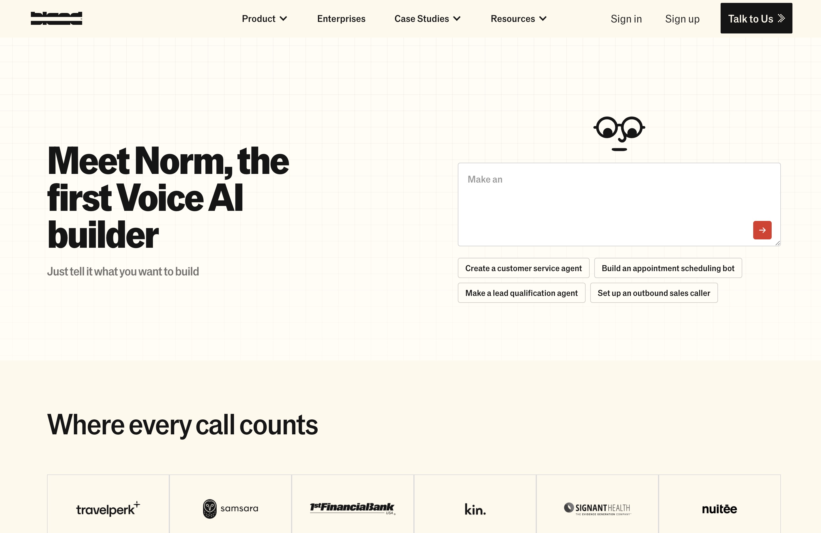 Bland AI website preview
