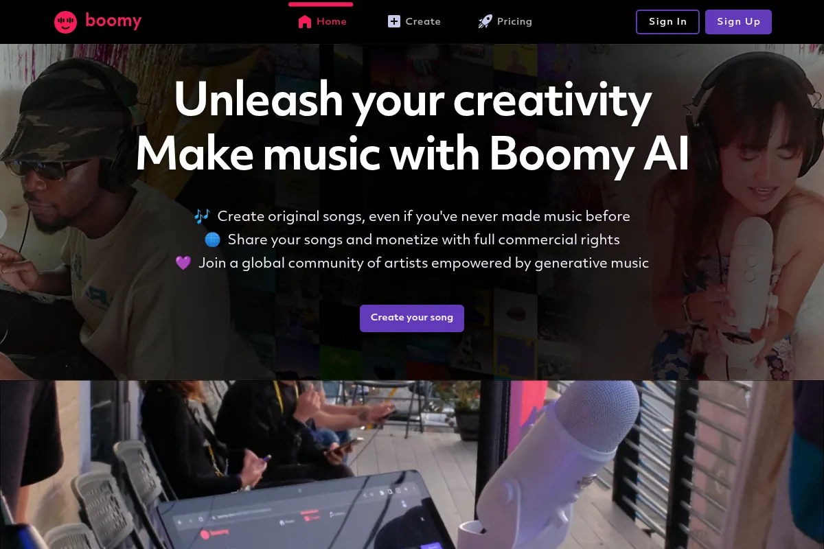 Boomy website preview