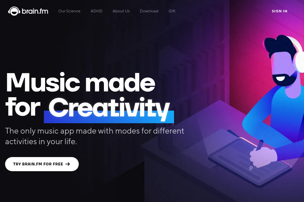 Brain.fm website preview