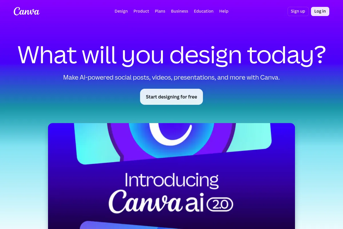 Canva website preview
