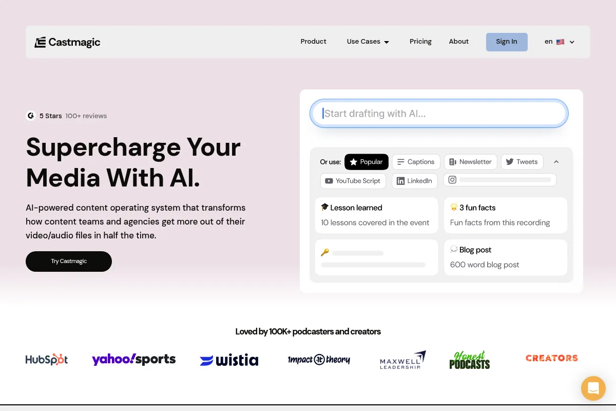 Castmagic website preview