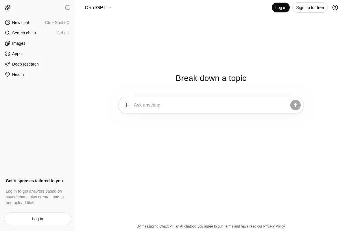 ChatGPT website preview