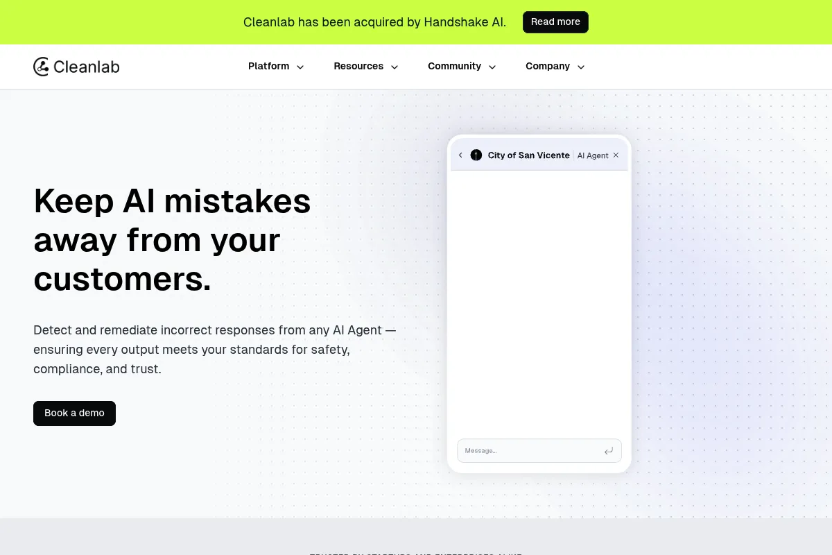 Cleanlab website preview