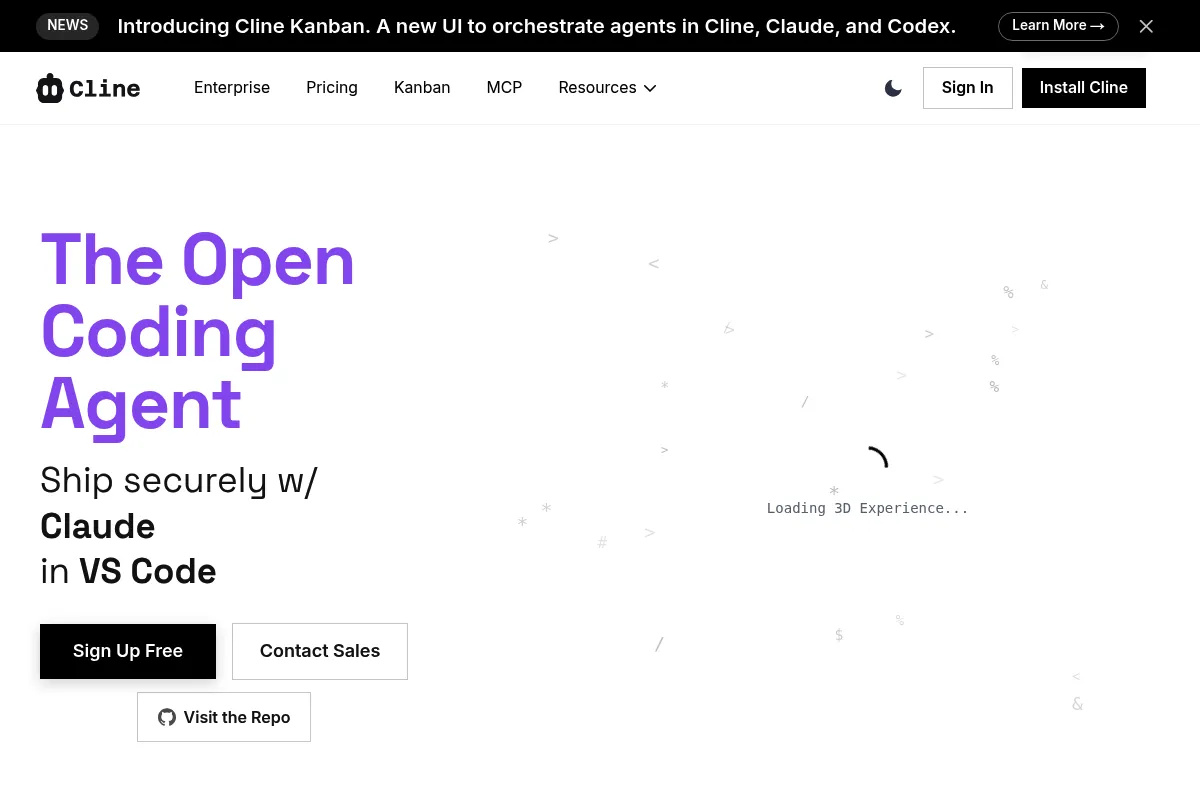 Cline website preview