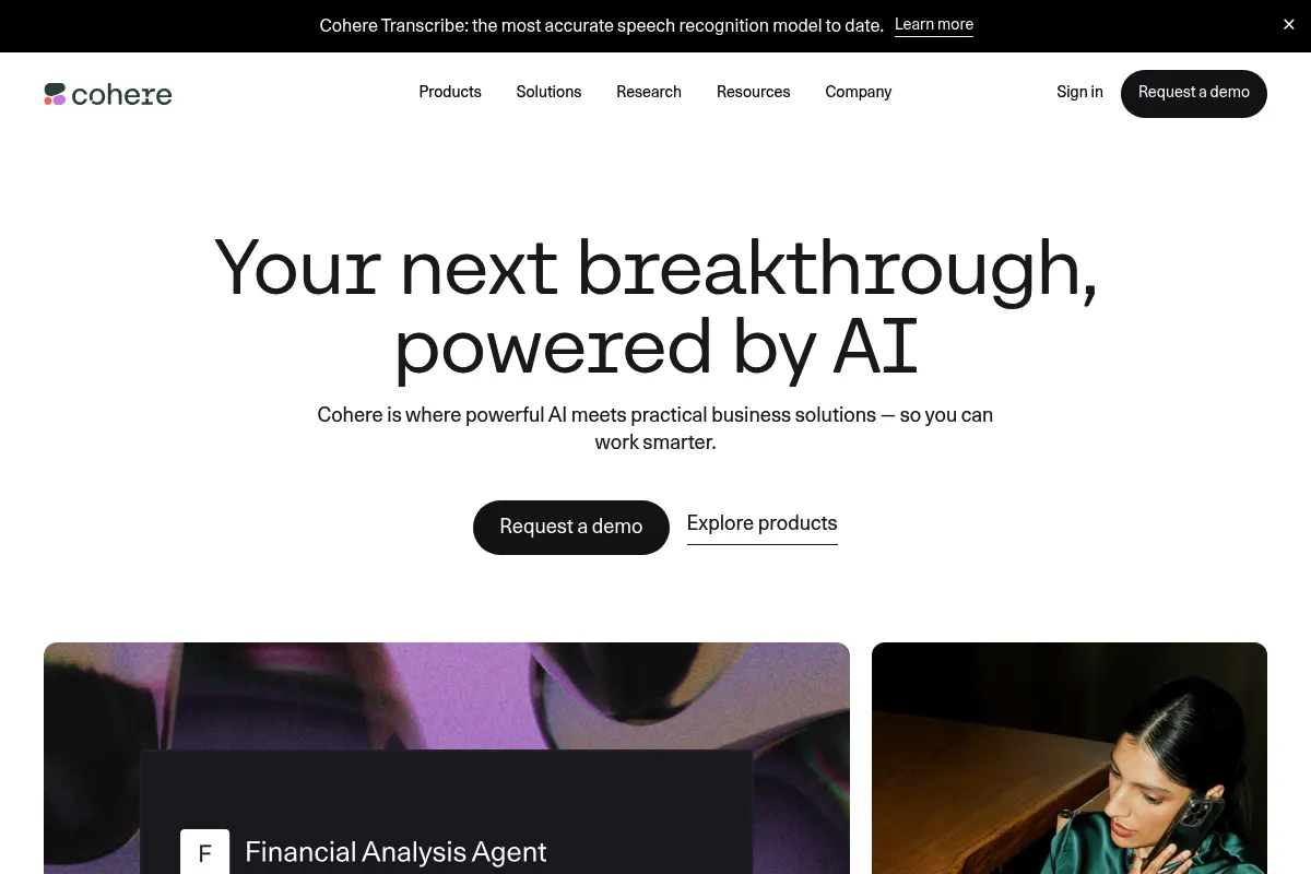 Cohere website preview