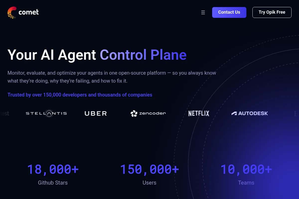 Comet website preview