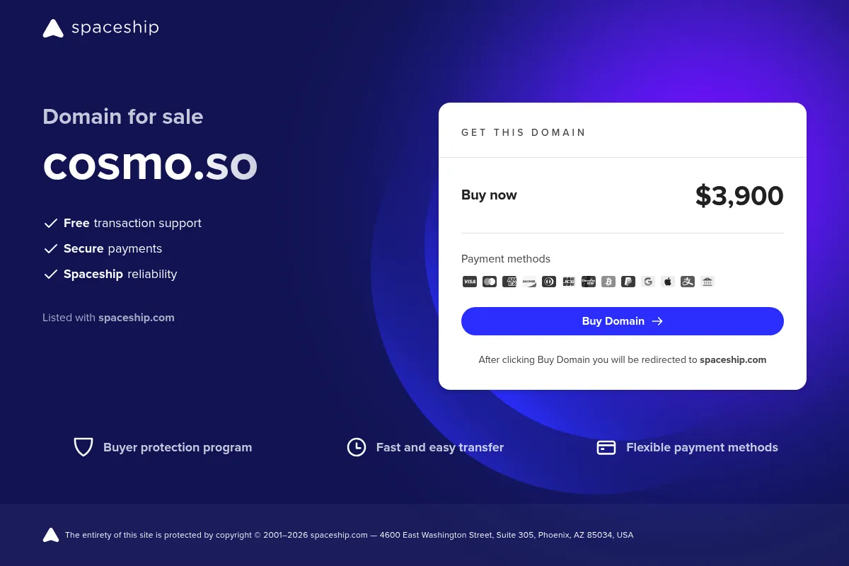 Cosmo website preview