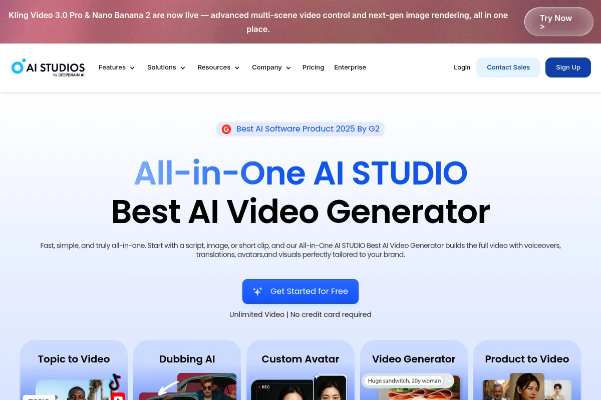 DeepBrain AI (AI Studios) website preview