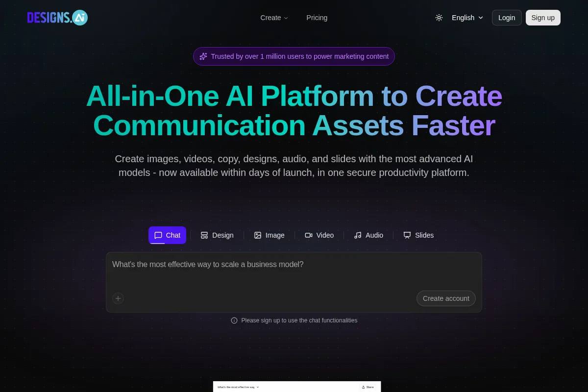 Designs.ai website preview