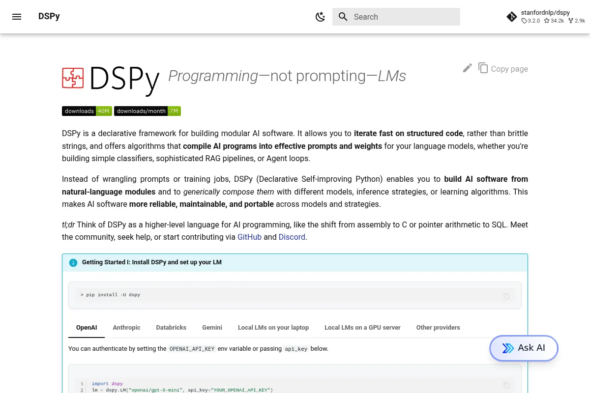 DSPy website preview