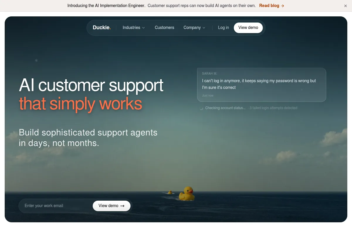 Duckie website preview
