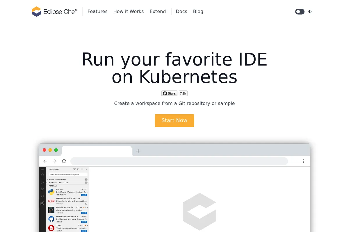 Eclipse Che website preview