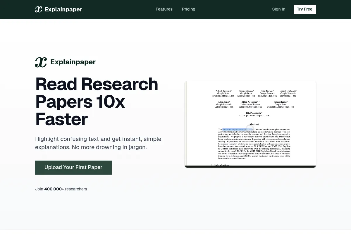 Explainpaper website preview