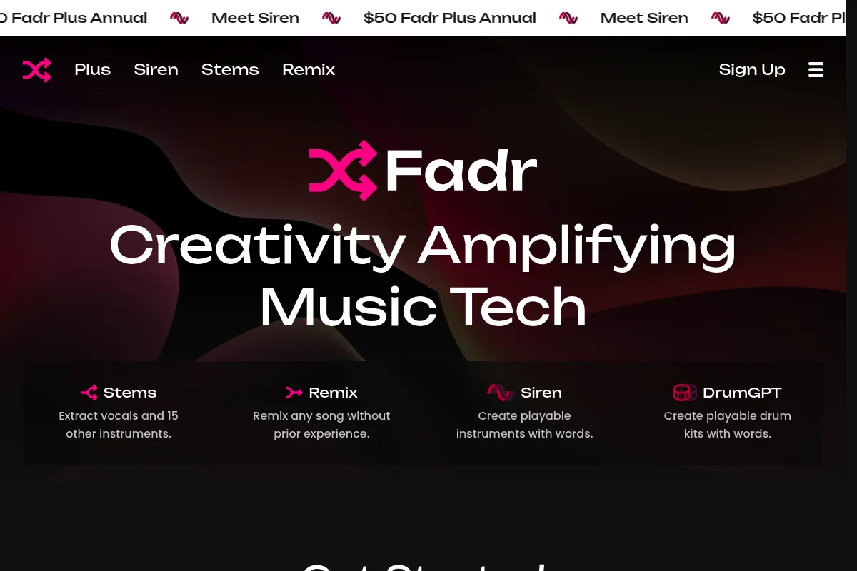 Fadr website preview