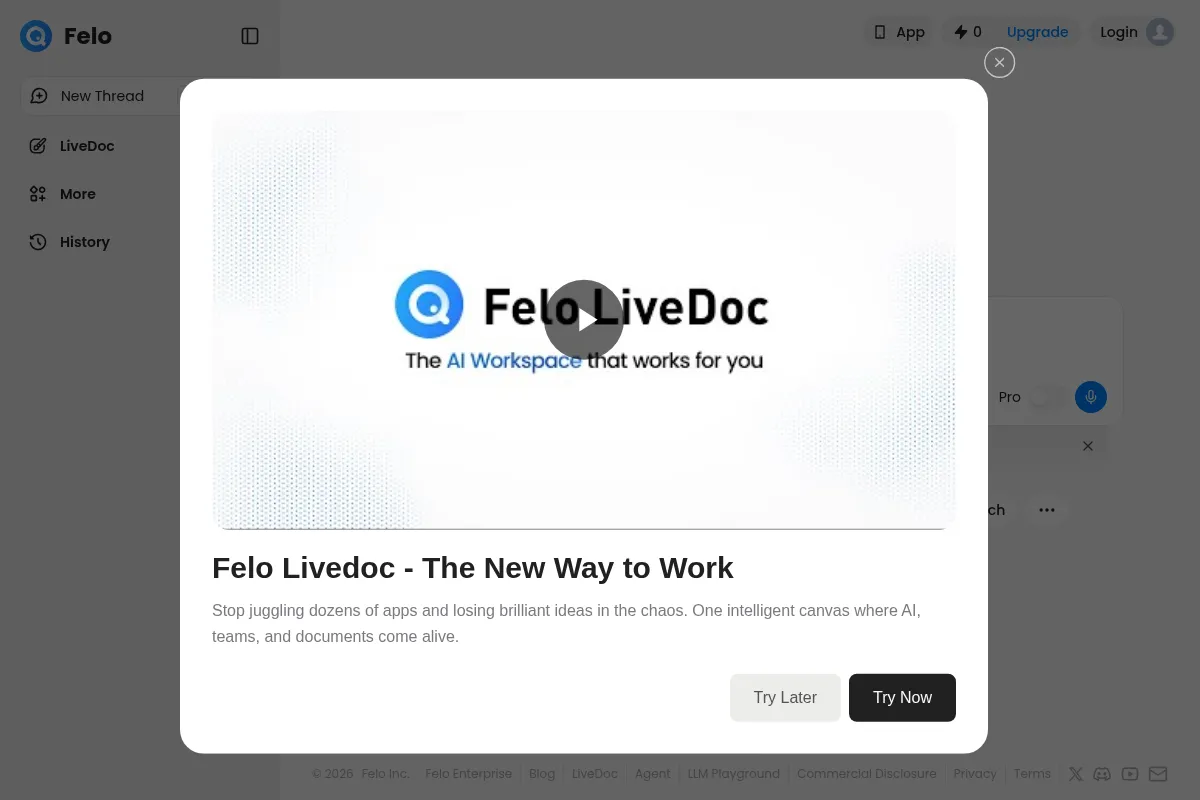 Felo AI website preview