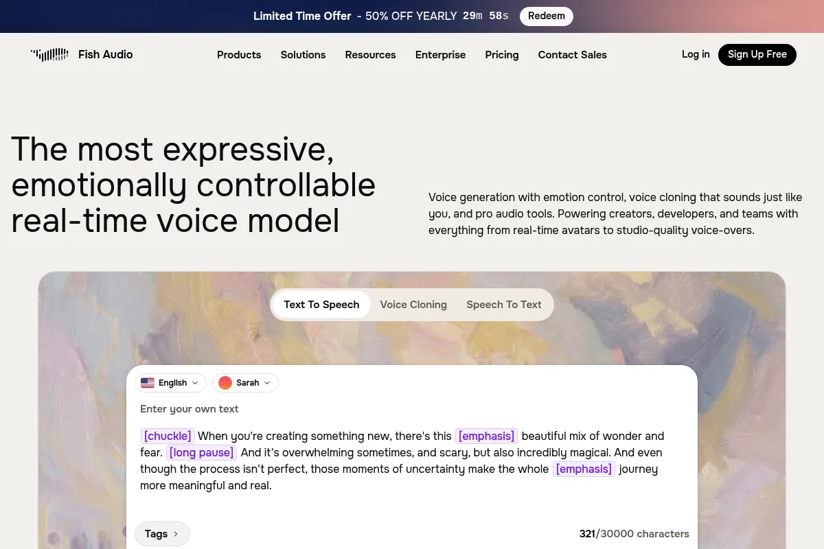 Fish Audio website preview