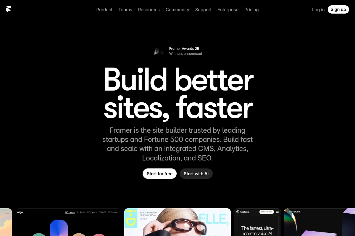 Framer AI website preview
